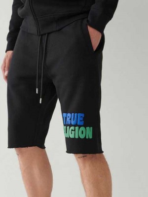 True Religion Logo Sweat Shorts Herr Svarta | STX456932