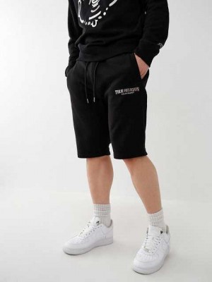 True Religion Logo Sweat Shorts Herr Svarta | CFA034678