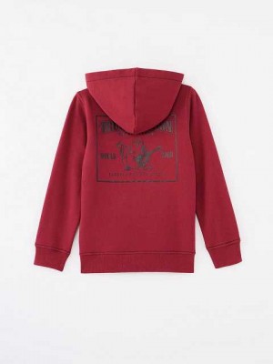 True Religion Logo Zip Hoodie Barn Fuchsia | NTF450931