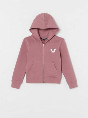 True Religion Logo Zip Hoodie Barn Lila | FWZ648519