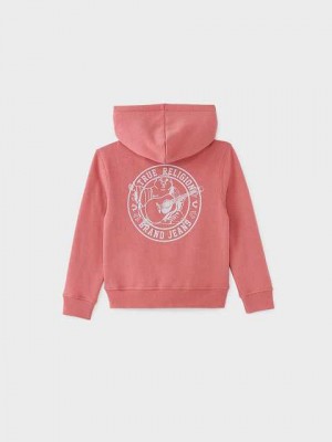 True Religion Logo Zip Hoodie Barn Rosa | AMN543782