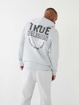 True Religion Logo Zip Hoodie Herr Grå | CFT295780