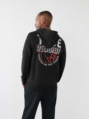 True Religion Logo Zip Hoodie Herr Svarta | WTV264937