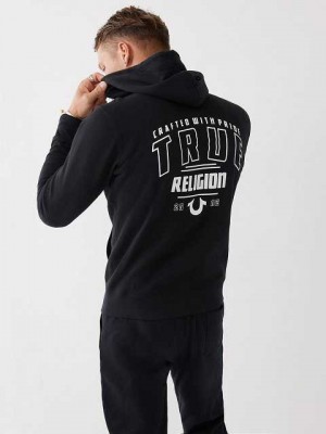 True Religion Logo Zip Hoodie Herr Svarta | DQG628130