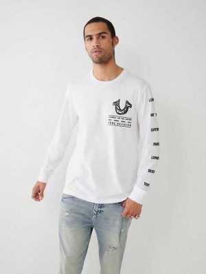 True Religion Long Sleeve Logo Tour T-shirt Herr Vita | ECI601253