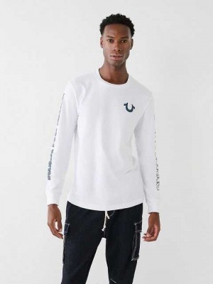 True Religion Long Sleeve True Logo T-shirt Herr Vita | NTG397546