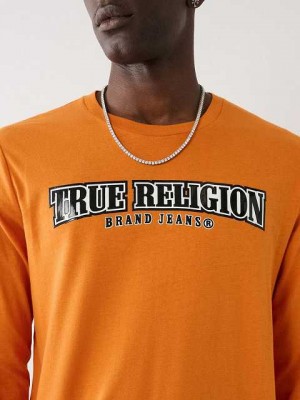 True Religion Long Sleeve True Logo T-shirt Herr Autumn Maple | JDA976430