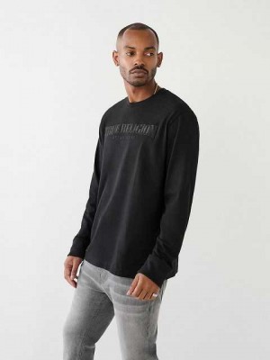 True Religion Long Sleeve True Logo T-shirt Herr Svarta | OSN297430