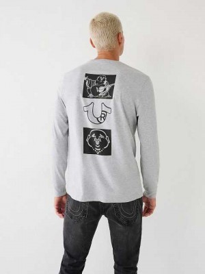 True Religion Long Sleeve True Logo T-shirt Herr Grå | WJI147286