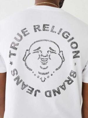 True Religion Metallic Buddha Logo Korta Sleeve T-shirt Herr Vita | KRH173850