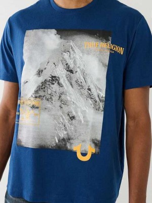 True Religion Mountain Tryck Relaxed T-shirt Herr Blå | GNR427031