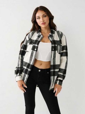 True Religion Plaid Jacka Dam Svarta | WUD197640