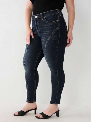 True Religion Plus Jennie Mid Rise Curvy Skinny Jeans Dam Marinblå | GZA063284