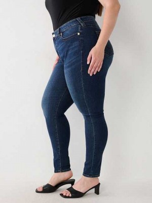 True Religion Plus Jennie Mid Rise Curvy Skinny Jeans Dam Mörktvätt | VOI645910