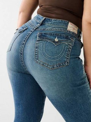 True Religion Plus Jennie Mid Rise Flap Skinny Jeans Dam Blå | IYB495012