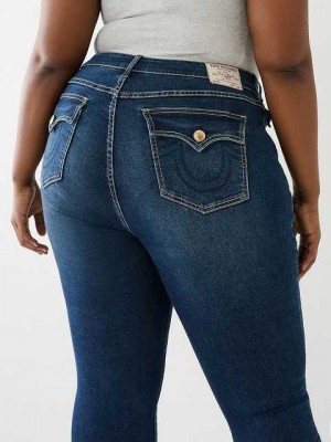 True Religion Plus Jennie Mid Rise Flap Skinny Jeans Dam Marinblå | LYP286310