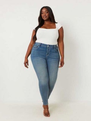 True Religion Plus Jennie Mid Rise Skinny Jeans Dam Blå | HIX920847