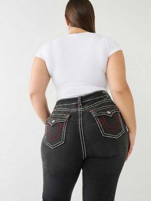 True Religion Plus Jennie Mid Rise Super T Skinny Jeans Dam Svarta | FBE109432