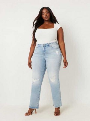 True Religion Plus Sarah High Rise Straight Jeans Dam Ljusblå | UGH205437