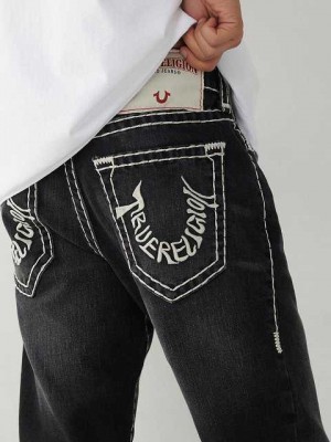 True Religion Ricky Tr Embroidery Straight Jeans Herr Svarta Tvätt | UGF194368