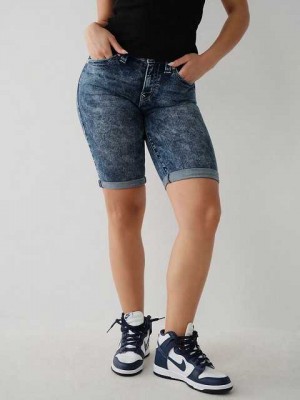 True Religion Riley Knee Shorts Dam Blå | AEW137026