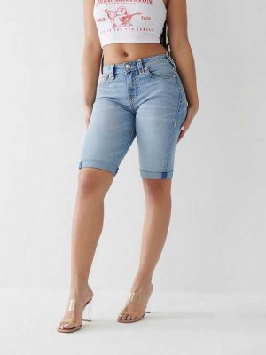 True Religion Riley Super T Stitch Knee Shorts Dam Blå | TCX490268