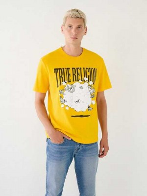 True Religion Shoey Cloud Tryck Relaxed T-shirt Herr Gula | FHU793450