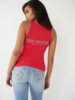 True Religion Spets Up Studded Logo Linne Dam Röda | SHR405267