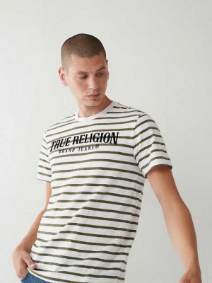 True Religion Stripe Logo T-shirt Herr Vita | MFL539610