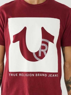 True Religion Studded Logo T-shirt Herr Fuchsia | VMI479136