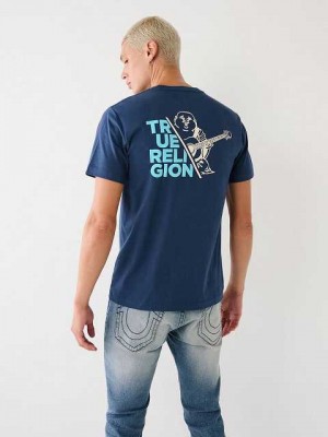 True Religion True Buddha T-shirt Herr Marinblå Blå | CFY791836