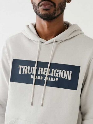 True Religion True Logo Hoodie Herr Grå Vita | IRO267309