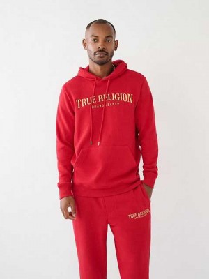 True Religion True Logo Hoodie Herr Röda | FZB359248