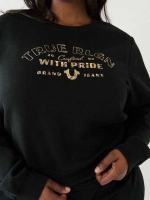 True Religion True Logo Sweatshirt Dam Svarta | IXV785603