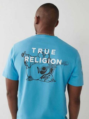 True Religion True Logo T-shirt Herr Blå | DBF093152