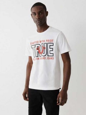 True Religion True Logo T-shirt Herr Vita | VCT598243