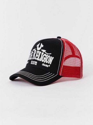 True Religion True Trucker Hatt Unisex Svarta Röda | SLM710246