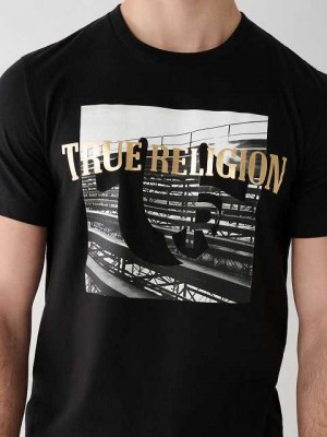 True Religion True Tryck T-shirt Herr Svarta | FBG094726