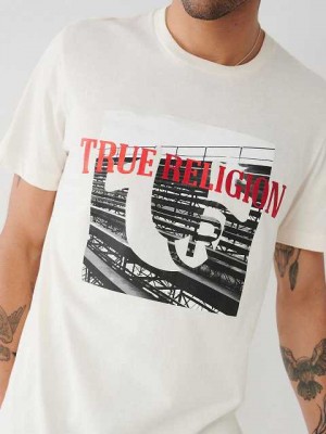 True Religion True Tryck T-shirt Herr Vita | HXE583746