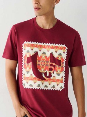 True Religion Tryck Logo T-shirt Herr Fuchsia | EHT709415