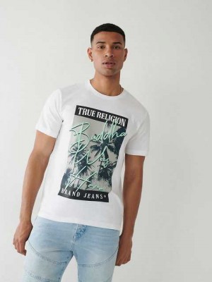 True Religion Tryck Logo T-shirt Herr Vita | IVO371506