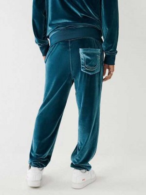 True Religion Velour Big T Joggingbyxor Herr Påfågelblå | PAS824761