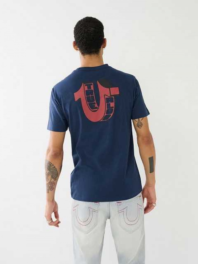 True Religion 3d Hs Buddha Logo T-shirt Herr Marinblå Blå | XHQ854167