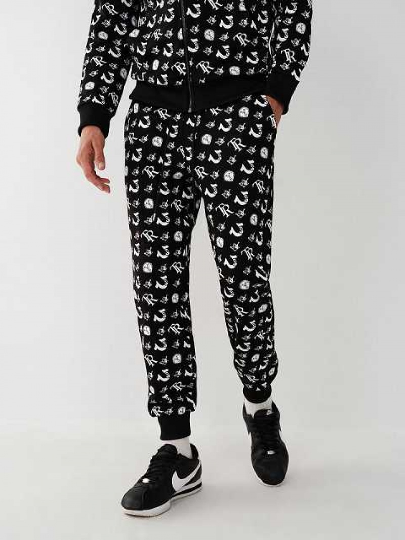 True Religion Allover Print Joggingbyxor Herr Svarta | BRK932148