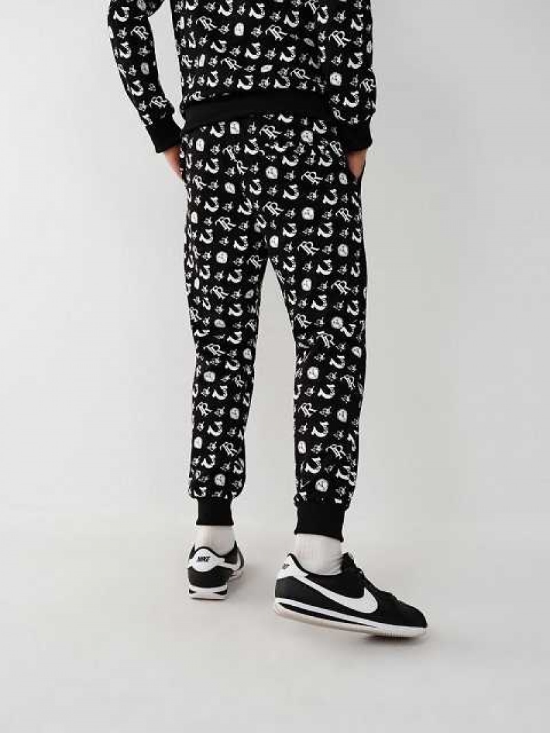 True Religion Allover Print Joggingbyxor Herr Svarta | BRK932148