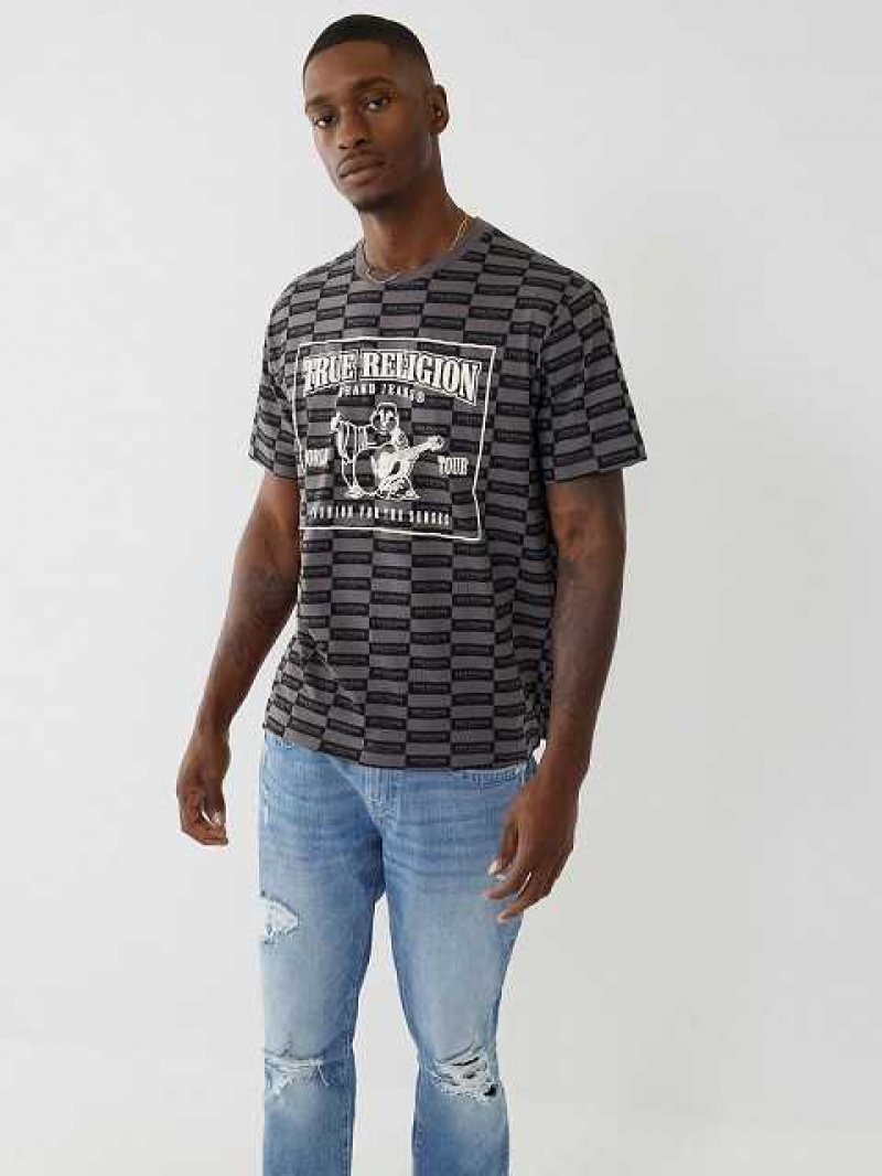 True Religion Allover Print Logo Relaxed T-shirt Herr Svarta | DGA285391