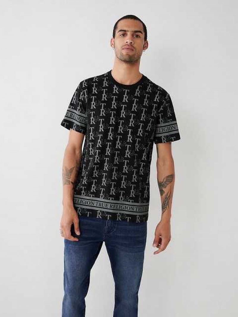 True Religion Allover Print T-shirt Herr Svarta | ANW694715