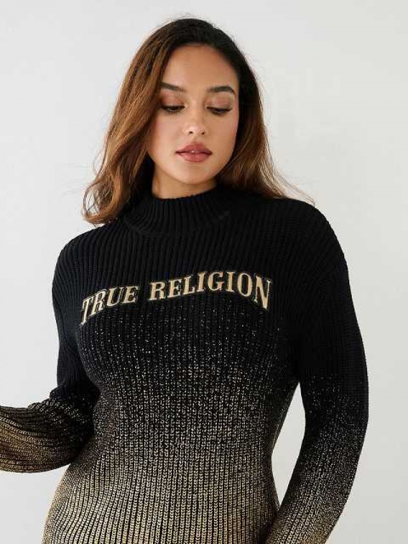 True Religion Arched Logo Coated Tröja Dam Svarta | NHG268470