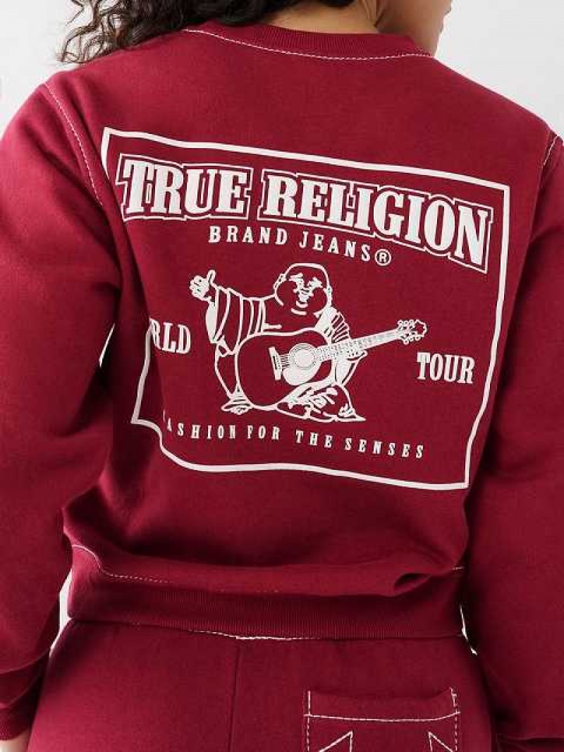 True Religion Big T Buddha Sweatshirt Dam Fuchsia | WRG236805