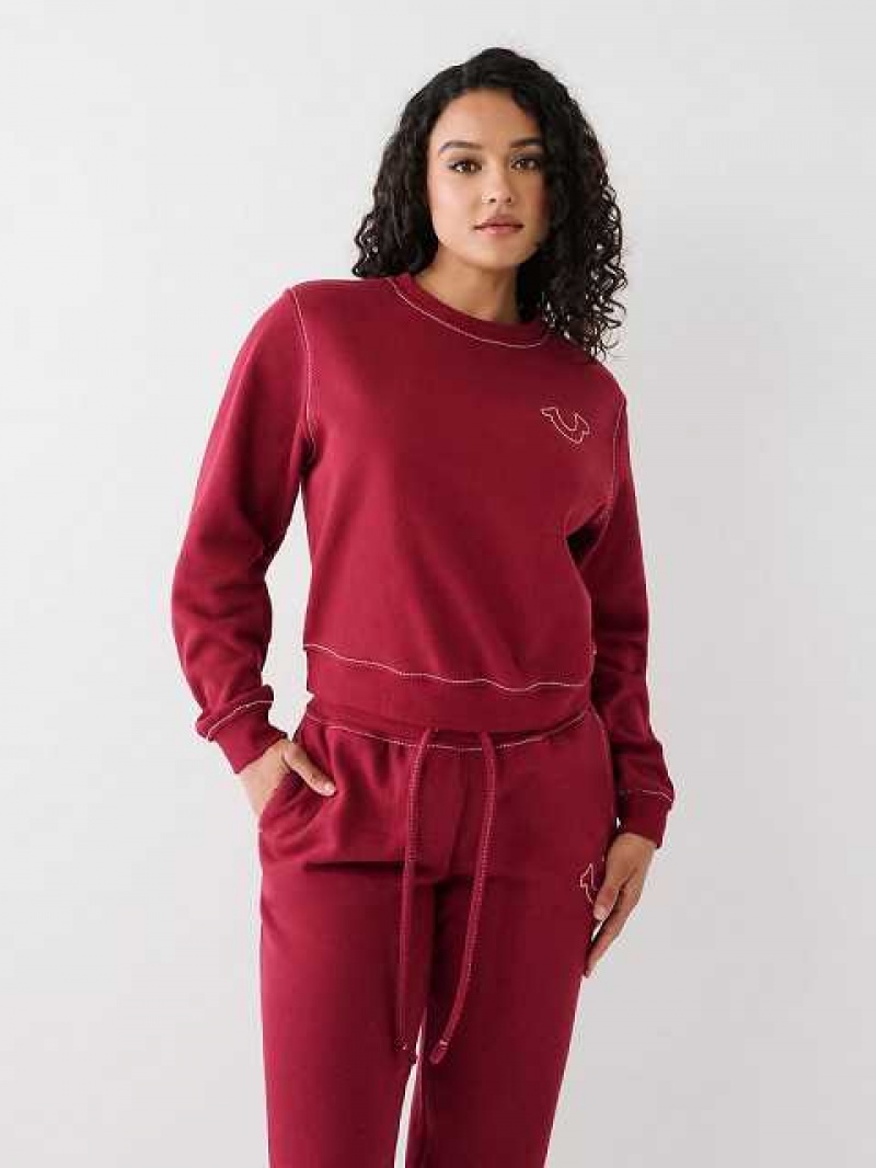 True Religion Big T Buddha Sweatshirt Dam Fuchsia | WRG236805